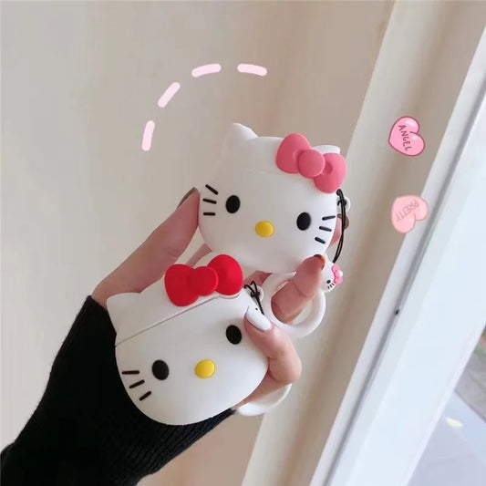 Kawaii Hello Kitty Funda Airpods Cases for 1/2/3/Pro Bluetooth Headset Case Soft Airpods-Cases Hello Kitty for Girl Christma New