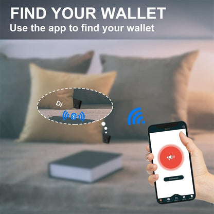 Smart Anti-Lost Bluetooth Tracker Wallet , Position Record (Via Phone GPS), Bifold Cowhide Leather Men'S Wallets (Black)