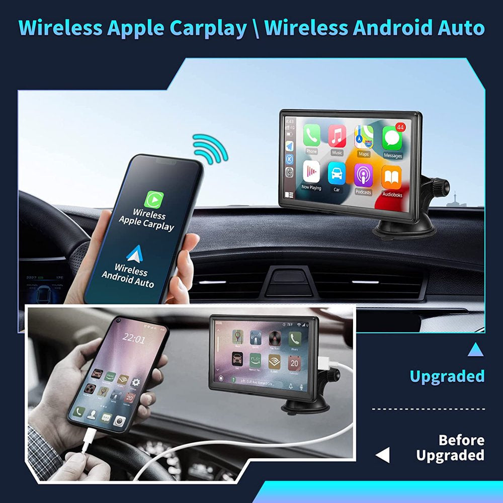 7-Inch Touchscreen Wireless Car Stereo, Portable Apple Carplay Car Radio Receiver GPS