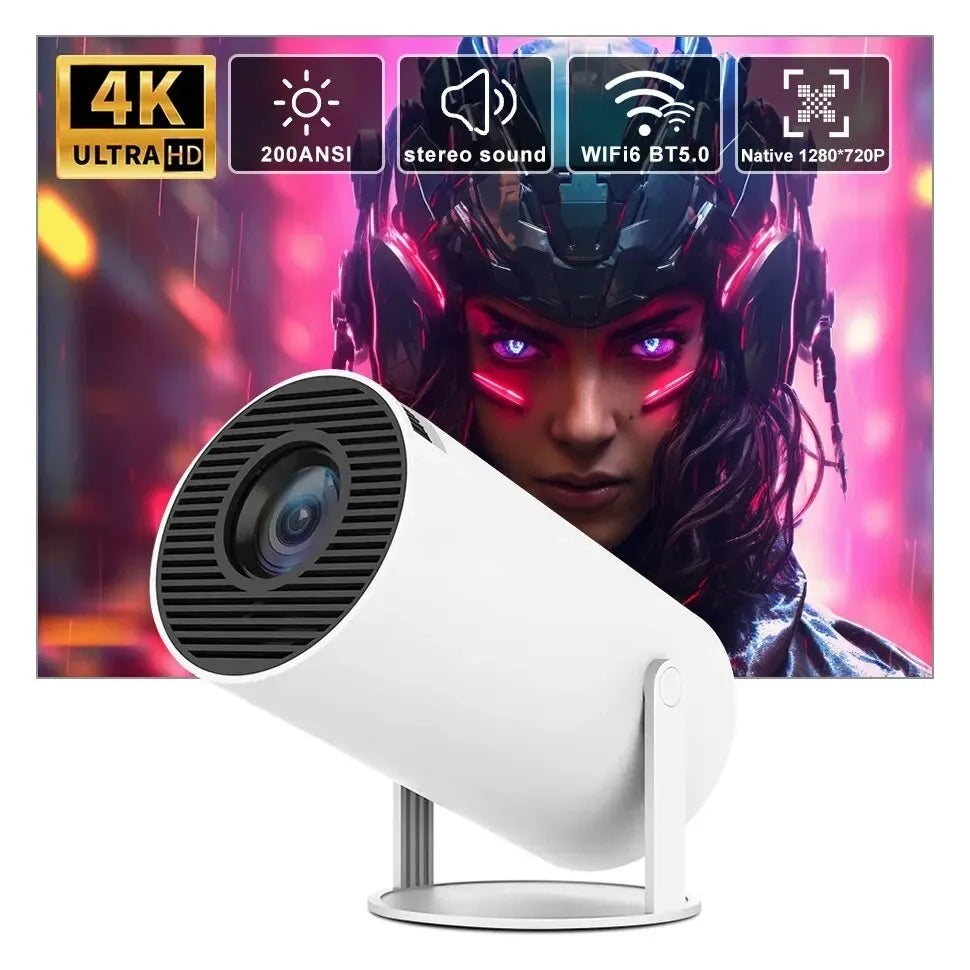 Projector Hy300 4K Android 11 Dual Wifi6 200 ANSI Allwinner H713 BT5.0 1080P 1280*720P Home Cinema Outdoor Projetor