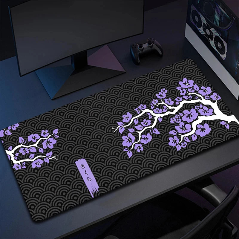 Mouse Pad Sakura Large Gamer Mousepad Purple Cherry Blossom Keyboard Mat XXXL Mouse Mat Pc Accessories Rubber Desk Mat 90X40