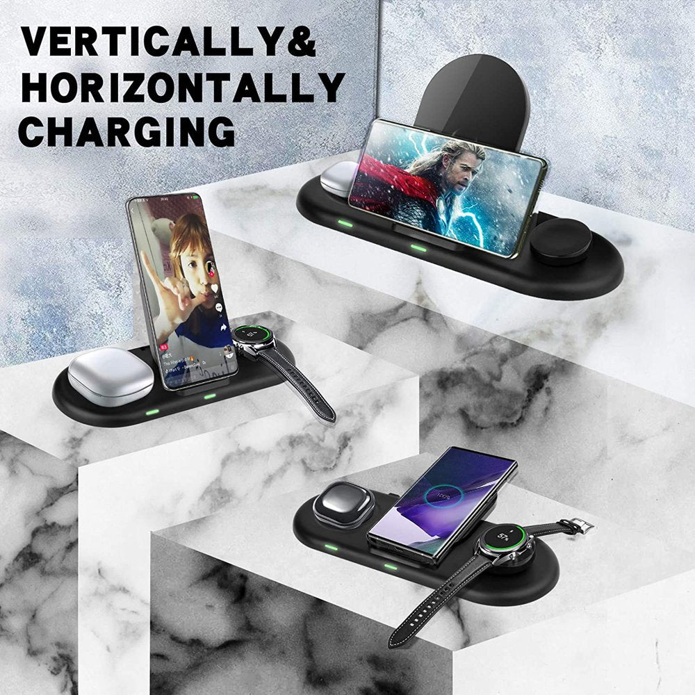 Wireless Charging Station for Samsung, 3 in 1 Wireless Charger for Samsung S24 Ultra/S24+/S24/S23 Ultra/S23 FE/Z Fold5/Z Flip 5/S22/S21, Galaxy Watch 6 Classic/6/5/5 Pro/4/3/1/Active 2 1, Galaxy Buds