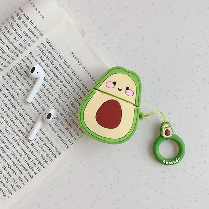 For Airpods 2 Case Cute Cartoon Funny Avocado Fruit Pattern Silicon Cover for Airpods Case Fundas for Air Pods Case Cover