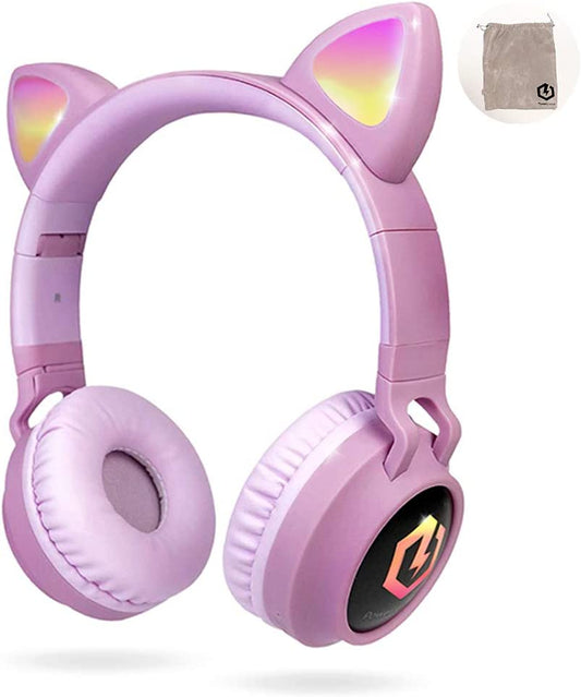 Wireless Bluetooth Headphones for Kids, Kid Headphone Over-Ear with LED Lights, Foldable Headphones with Microphone,Volume Limited, Wireless and Wired Headphone for Phones,Tablets,Pc,Laptop