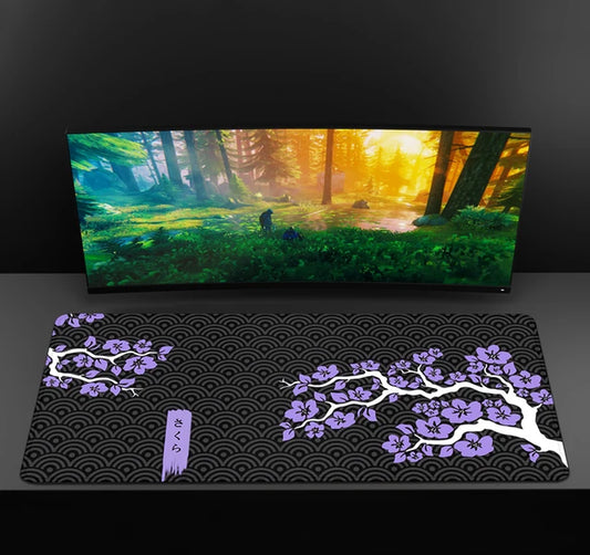 Mouse Pad Sakura Large Gamer Mousepad Purple Cherry Blossom Keyboard Mat XXXL Mouse Mat Pc Accessories Rubber Desk Mat 90X40